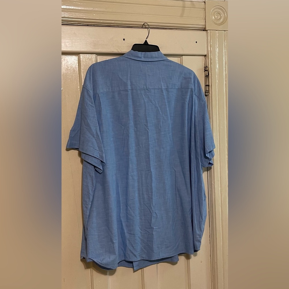 The Foundry Big & Tall Supply Co. Mens Chambray Short Sleeve Button Front Shirt - Picture 6 of 10